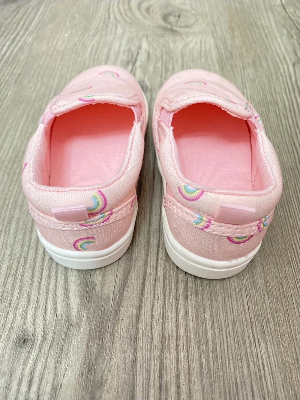 GAP Pink Canvas Slip-On Baby Shoes with Rainbow Print